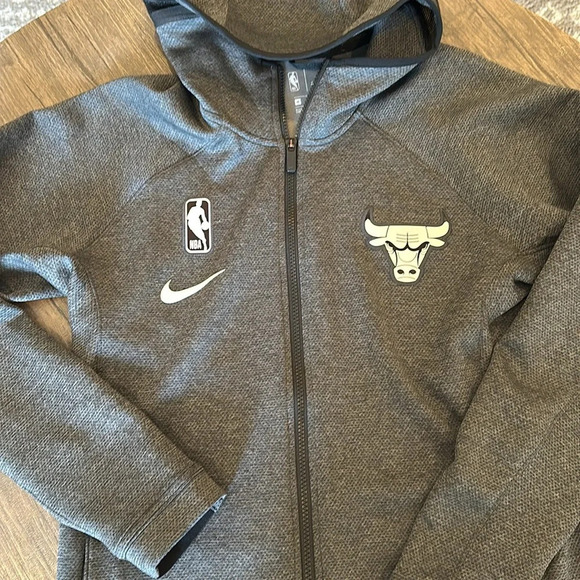 NIKE NBA Chicago Bulls Therma Flex Dri-Fit Gray Hoodie Size Medium - Picture 2 of 10